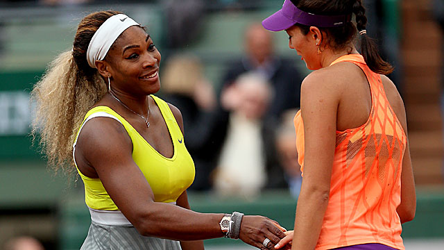 Defending champ Serena Williams falls to 20-year-old Garbine Muguruza of Spain. (Getty Images)