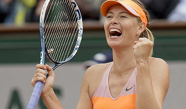 Maria Sharapova celebrates after recording match point Tuesday. (USATSI)