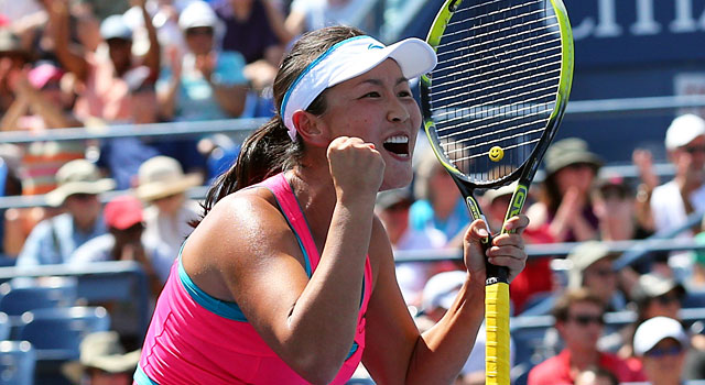 Peng Shuai celebrates after beating fourth-seeded Agnieszka Radwanska. (USATSI)