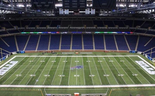 LOOK: Lions logo gets erased, Ford Field now has Bills logo at midfield 