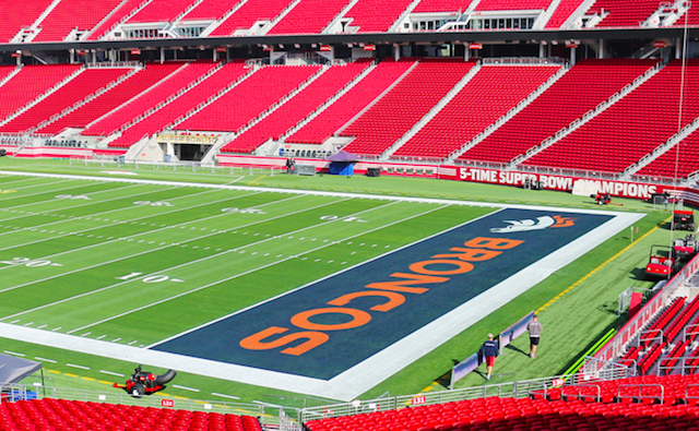 Super Bowl grounds crew forgets to paint Panthers logo in end zone