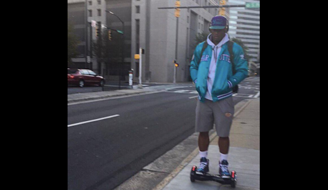 Cam Newton's going to have to leave his hoverboard at home. (Twitter)