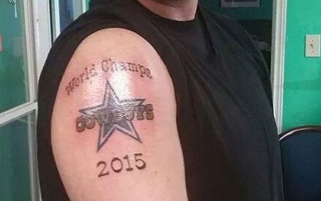 Cowboys fan with Super Bowl tattoo getting mocked