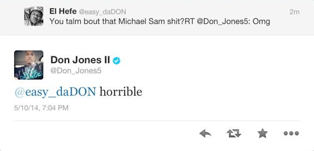 Don Jones' reaction to seeing Michael Sam kiss his boyfriend on live television. (Twitter/AdamHBeasley)