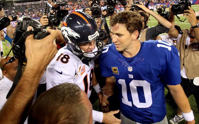 Eli Manning, right, has been accused of faking memorabilia. (USATSI)