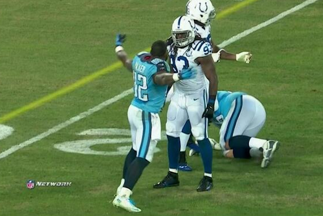 Things got heated between Delanie Walker and Erik Walden on Thursday. (NFL Network)