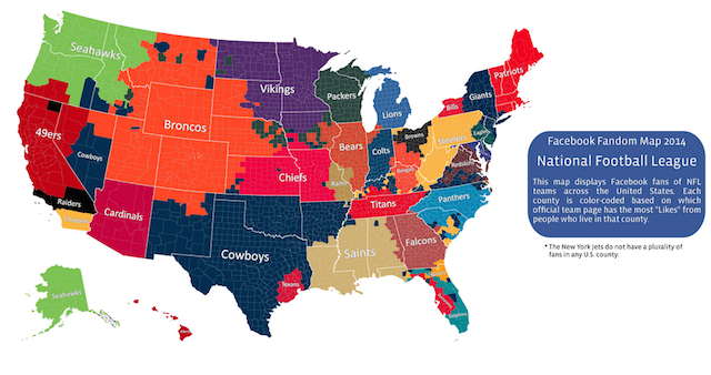 map of us football teams Facebook Releases Nfl Fan Map Of Us Jets Have No Fans Cbssports Com map of us football teams