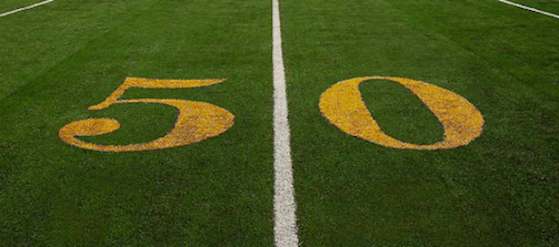 NFL Using Gold 50-yard Line Numbers