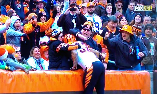 LOOK: Jeremy Hill jumps into Dawg Pound, Browns player rips him