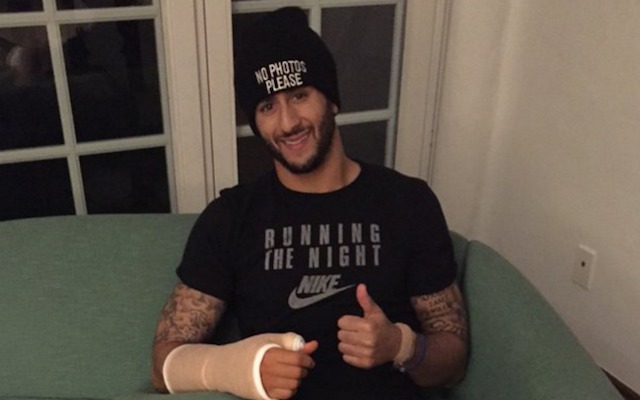 Colin Kaepernick was rehabbing when he found out Chip Kelly was his new coach. (Twitter/XAMSports)