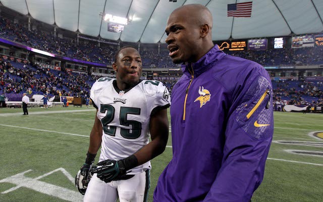 LeSean McCoy is thinking, 'Hey Adrian, you would've given me the ball more than eight times, right?' (USATSI)