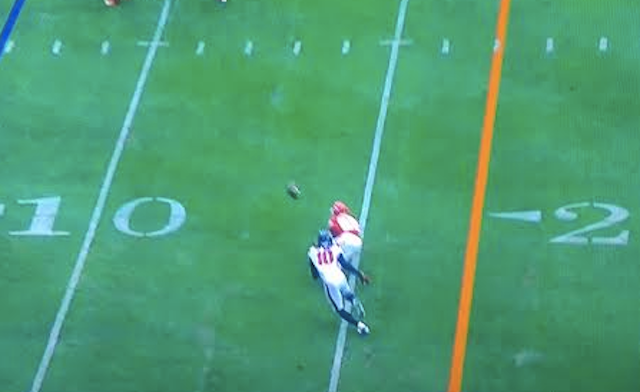 Marcus Peters picked off Brian Hoyer's first pass with the Texans. (CBS)