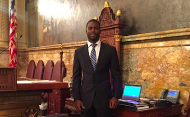 Michael Vick was at the Pennsylvania statehouse on Tuesday lobbying for animals. (Facebook/MichaelVick)