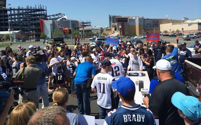Over 100 Tom Brady fans showed up at Gillette Stadium on Sunday. (Twitter)