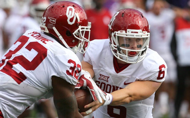 Samaje Perine and Baker Mayfield have Kansas in their sights. (USATSI)