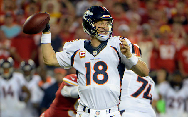 Peyton Manning gave a short victory speech after Thursday's win. (USATSI)