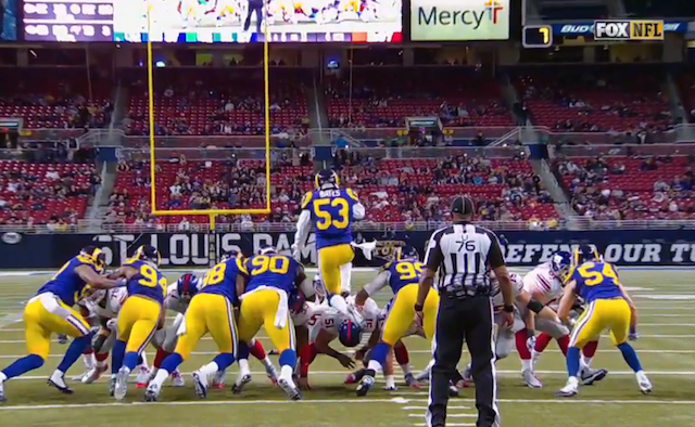 WATCH: Rams player goes full Superman to block Giants field goal