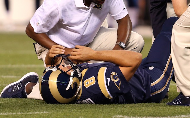 Rams QB Bradford has high ankle sprain