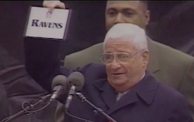 Former Ravens owner Art Modell unveiled the team's name in 1996. (Vine screen grab/Ravens)