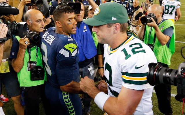 Will Russell Wilson ever make as much money as Aaron Rodgers? (USATSI)
