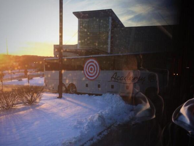 The Saints decided to outfit their team bus with a giant target. (Twitter)