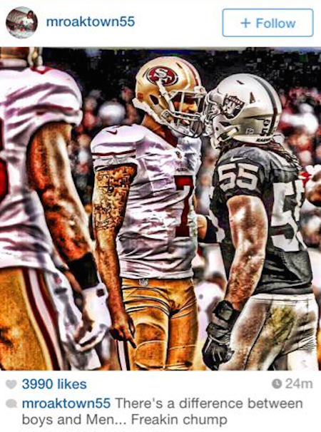 Raiders' Sio Moore calls Colin Kaepernick a chump on Instagram