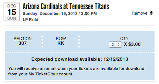 NFL Week 15: Cardinals at Titans tickets going for under $5