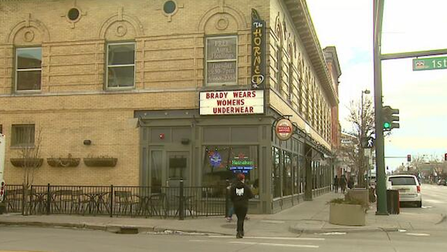 A bar in Denver features Tom Brady on its sign. (Twitter/CBSNewsPath)