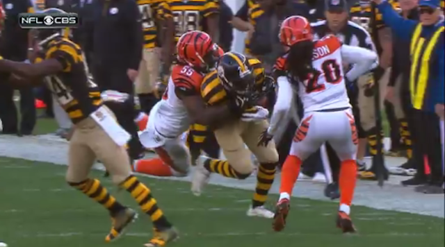 Did Vontaze Burfict celebrate after making this tackle? (CBS)