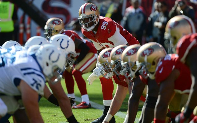 It sounds like we won't be seeing Aldon Smith any time soon. (USATSI)