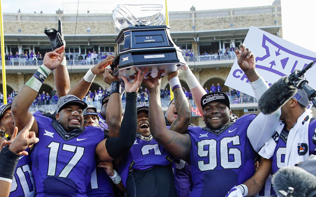 TCU and Baylor (not pictured) each raised the Big 12 trophy in 2014. (USATSI)