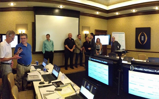 The CFP mock selection committee room.