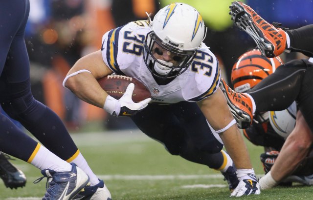 San Diego Chargers running back Danny Woodhead looks on before the