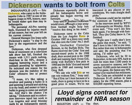 Eric Dickerson Remembers Colts Days (Part One)