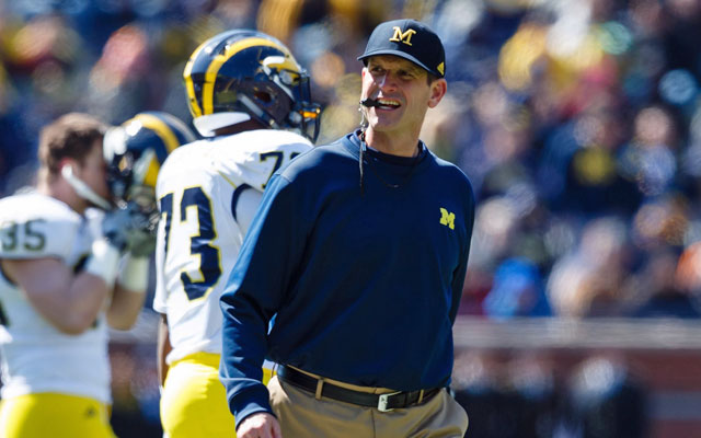 Jim Harbaugh rules with an iron fist ... just not in public view. (USATSI)