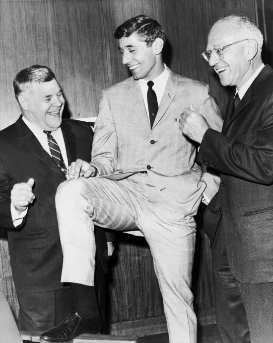 PHOTO: Joe Namath is happy to be drafted by the Jets in 1965 ...