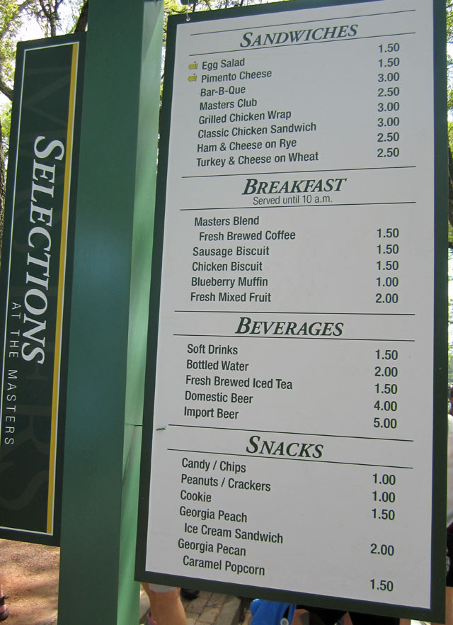 What can 100 buy you at the Masters concession stand? A lot of food