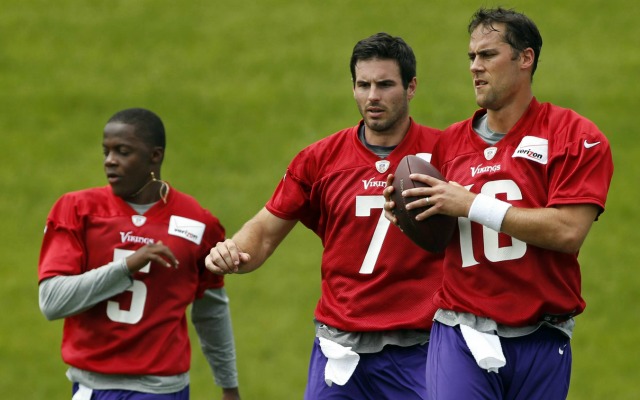 Teddy Bridgewater, left, Christian Ponder, center, and Matt Cassel have impressed Norv Turner. (USATSI)