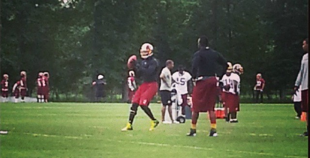 Here’s photographic proof that Robert Griffin III took throws Thursday. (Redskins)