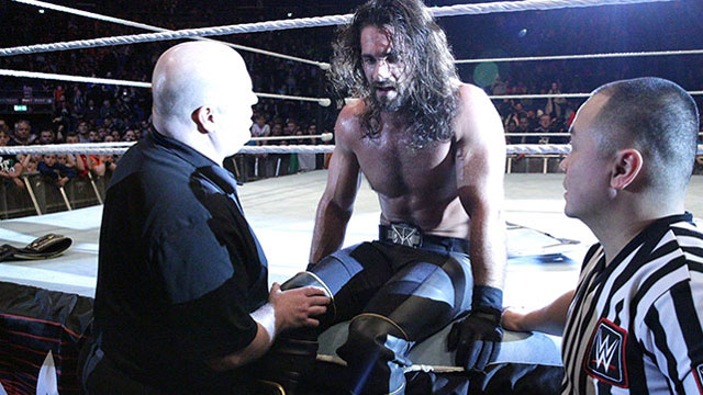 WWE champion Seth Rollins suffered a serious knee injury in Dublin, Ireland. (WWE)
