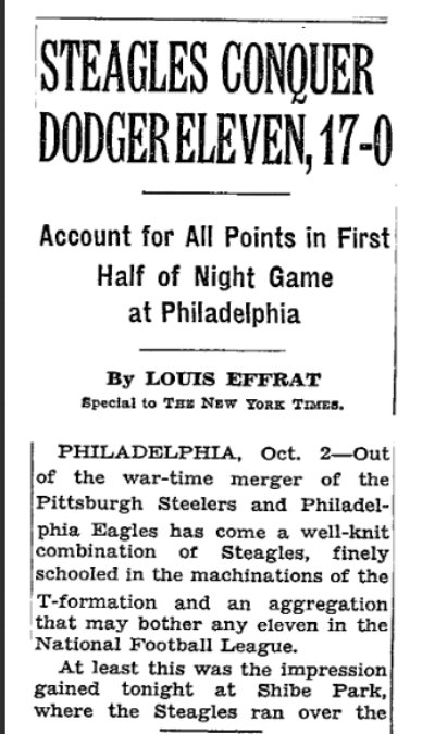 Remember When: Philly and Pittsburgh merged to form Steagles 