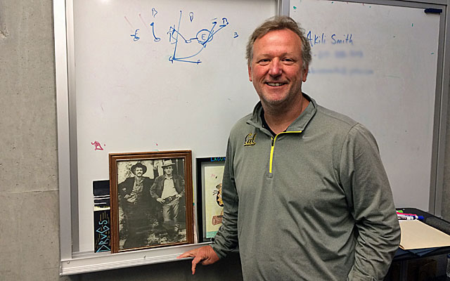 Cal assistant coach Tony Franklin with his Butch Cassidy and the Sundance Kid photo.  (Cal Athletics)