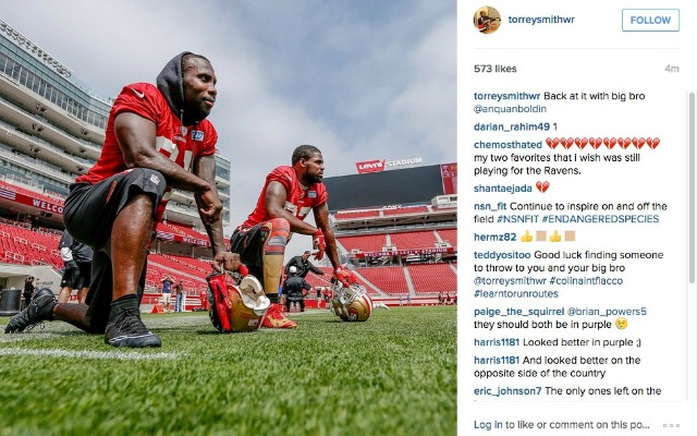 LOOK: Torrey Smith, Anquan Boldin reunite, and it feels so good 