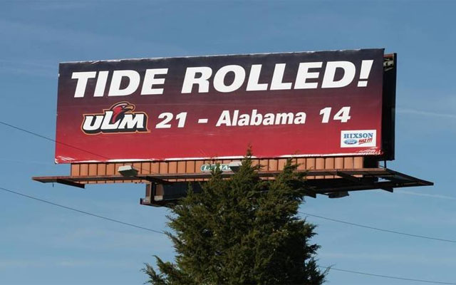 Louisiana-Monroe celebration billboard. (ULM Athletics)