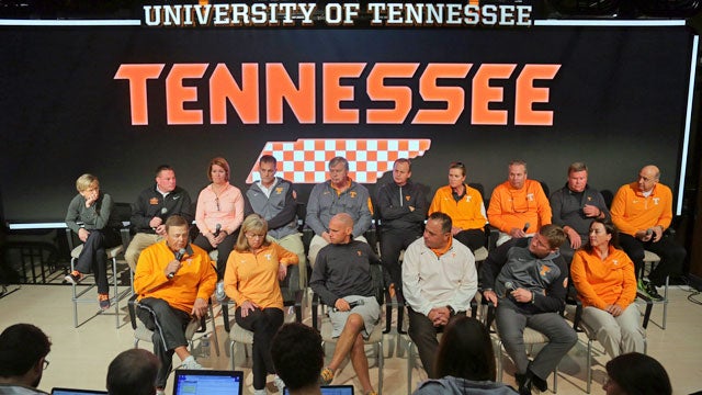 Tennessee coaches sat in front of gathered media on Tuesday. (USATSI)