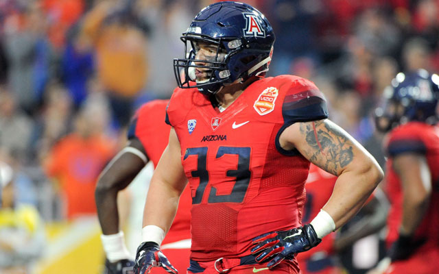 The contrast caused by Arizona's bright red jersey and textured blue numbers was an issue last season. (USATSI)