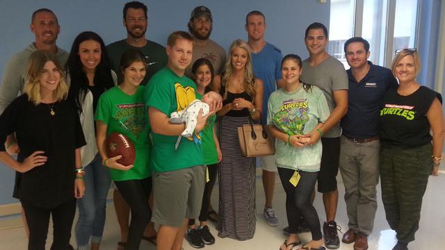 Dolphins players visited James Edwards to help boost his spirits. (Photo provided)