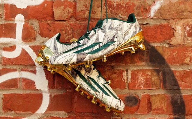 gold plated football cleats