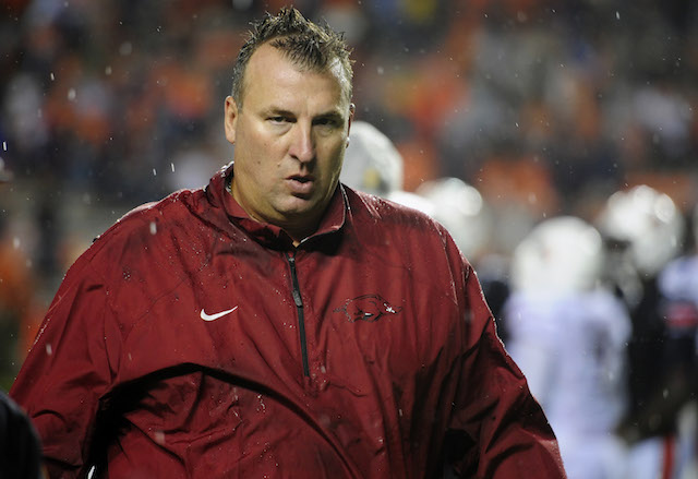 Bret Bielema isn't blaming a faulty elevator for Arkansas' poor second half at Auburn