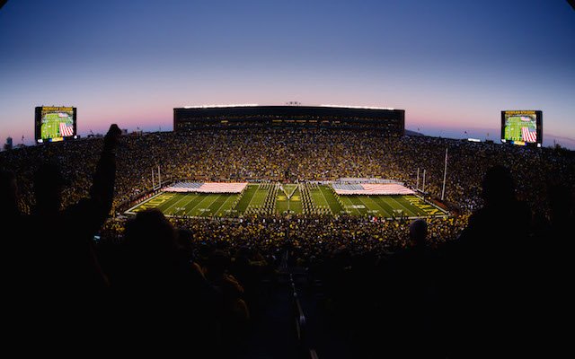 college football stadium at night